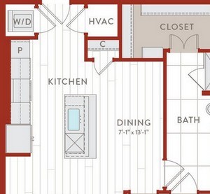 Aura Bluffview Apartments A16 Alt 2 Floor Plan Aura Bluffview Apartments A16 Alt 2 Floor Plan